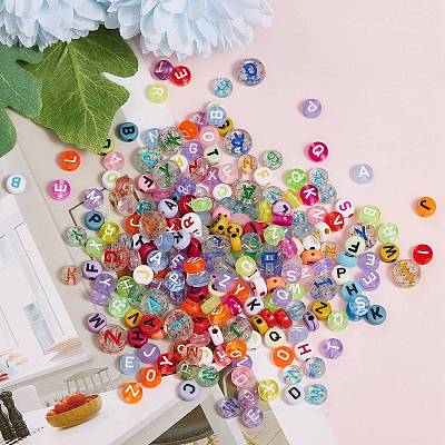 1000Pcs 10 Style Transparent Frosted Acrylic Beads OACR-SZ0001-13-1