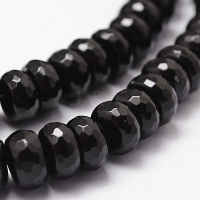 Natural Black Onyx Beads Strands G-P161-23-6x4mm-1