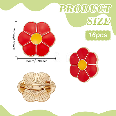16Pcs Flower Zinc Alloy Enamel Lapel Pins for Backpack Clothes JEWB-FG0001-76-1