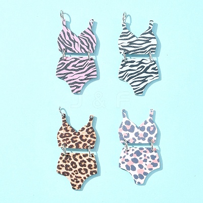 4Pcs 4 Styles Printed Acrylic Pendants MACR-FS0001-75-1