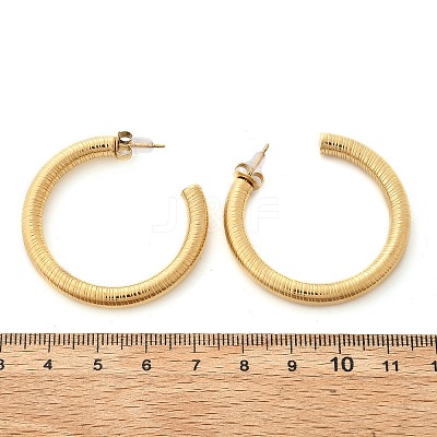304 Stainless Steel Textured C-Shaped Stud Earrings EJEW-V016-09G-01-1