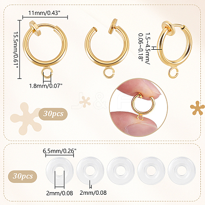 30Pcs Brass Clip-on Earring Findings KK-GA0001-54G-1