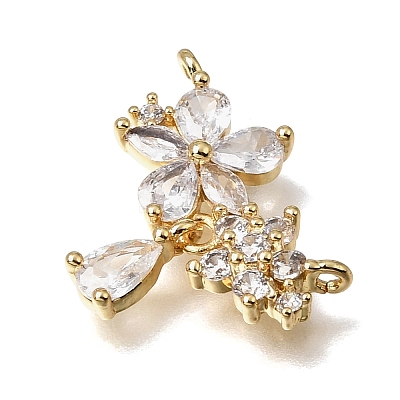 Brass Pave Clear Cubic Zirconia Pendants KK-K427-05C-G-1