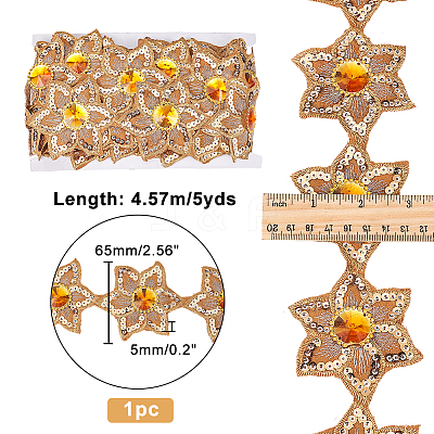 Iron on/Sew on Ethnic Style Embroidery Flower Polyester Lace Ribbons OCOR-WH0060-47C-1