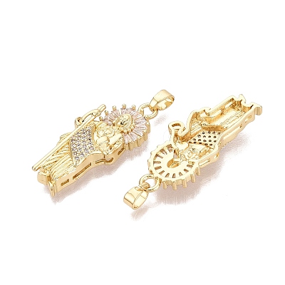 Religion Brass Micro Pave Clear Cubic Zirconia Pendants KK-N287-46G-G-01-1