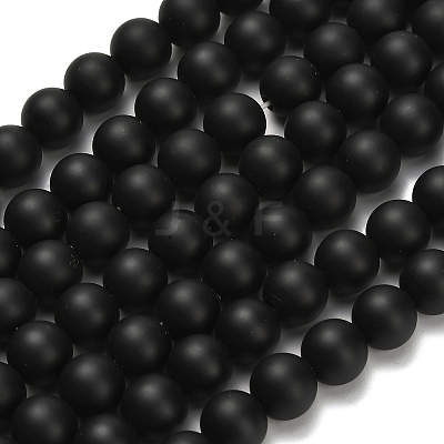 Natural Black Onyx(Dyed & Heated) Beads Strands X-G-Z024-01B-01-1