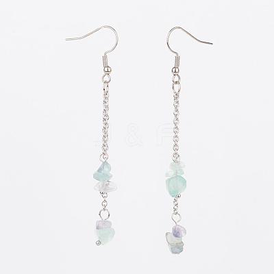 Natural Gemstone Chip Dangle Earrings EJEW-JE02417-1