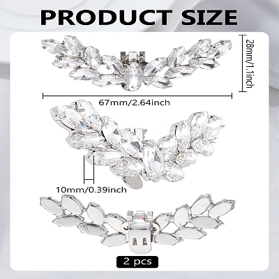 2Pcs Detachable Alloy Rhinestone Shoe Buckle Clips AJEW-LP0001-33-1