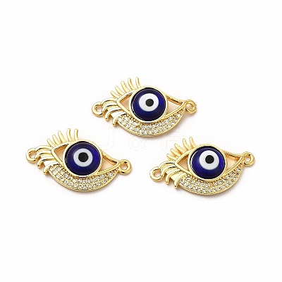 Rack Plating Real 18K Gold Plated Brass Micro Pave Clear Cubic Zirconia Connector Charms ZIRC-L102-08G-01-1