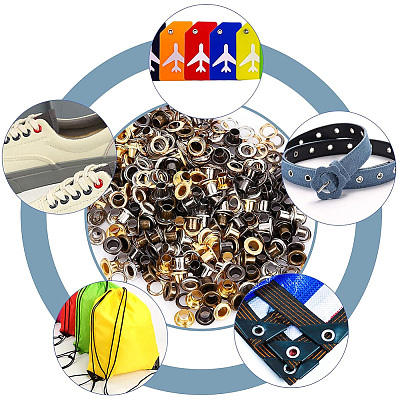 200 Sets 4 Colors Iron Grommet Eyelet Findings SCRA-GF0001-10A-03-1