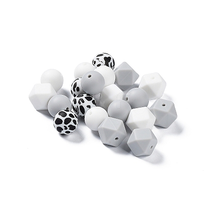 Round/Polygon Food Grade Silicone Focal Beads SIL-F003-06D-1