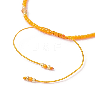 Natural Carnelian & Seed Glass Beaded Braided Bead Bracelets BJEW-JB12605-03-1