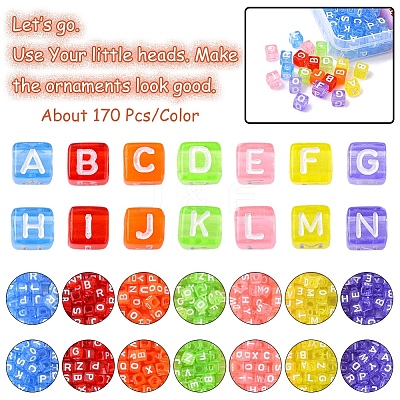 1190Pcs 7 Colors Transparent Acrylic Beads TACR-YW0001-58-1
