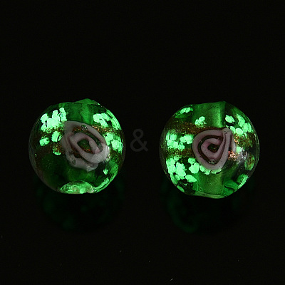 Luminous Handmade Gold Sand Lampwork Beads LAMP-T021-03Q-1