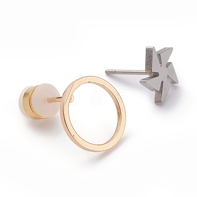 Stainless Steel & Brass Stud Earring Findings STAS-XCP0001-24-1