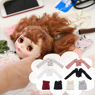 8Pcs 8 Styles Polyester Doll Clothes DIY-DC0003-58-1