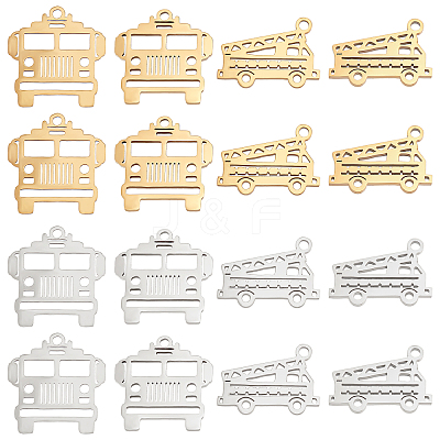 16Pcs 4 Styles 201 Stainless Steel Pendants STAS-UN0035-69-1