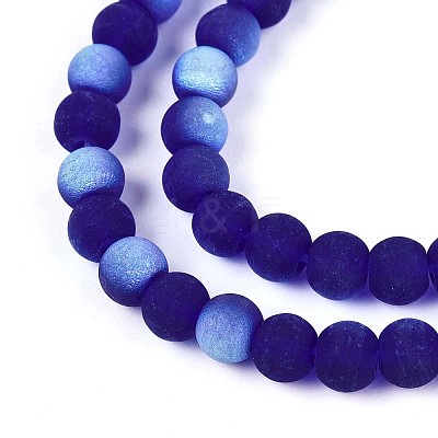 Frosted Transparent Glass Beads Strands GLAA-T032-T4mm-MBB15-1