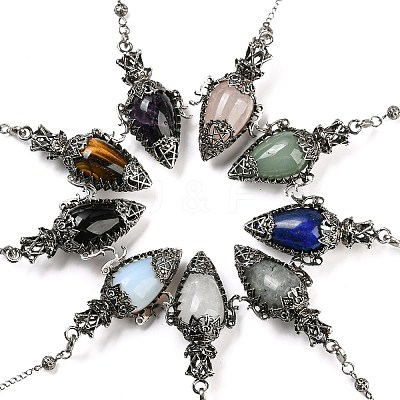 Mixed Gemstone Dowsing Pendulum Big Pendants G-H293-01AS-1