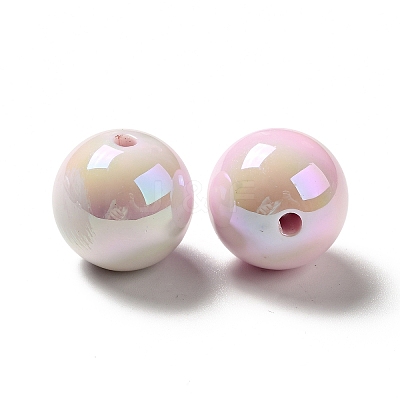 UV Plating Opaque Rainbow Iridescent Acrylic Beads MACR-D063-01B-03-1