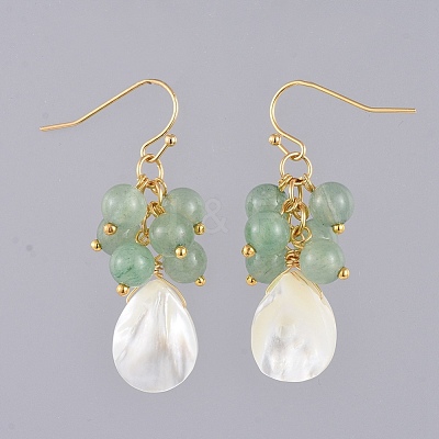 Natural Green Aventurine Dangle Earrings X-EJEW-JE03876-04-1