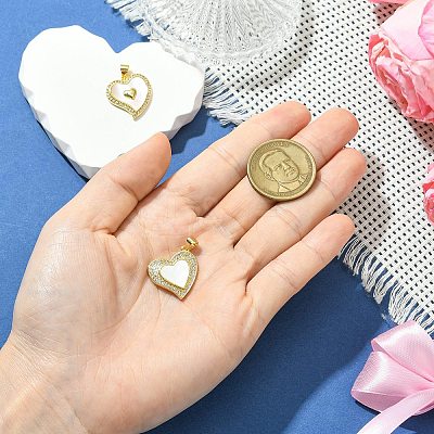 2Pcs 2 Styles Brass Pave Natural Shell Pendants KK-CJ0003-40A-1