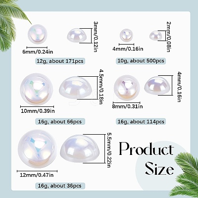 70G 5 Styles ABS Plastic Imitation Pearl Cabochons OACR-SC0001-45D-1