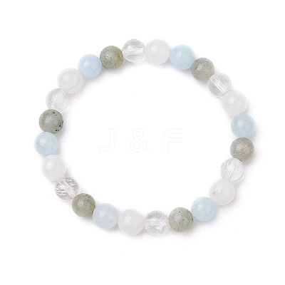 Round Natural Mixed Gemstone Beaded Stretch Bracelets for Womenm Men BJEW-JB11555-1