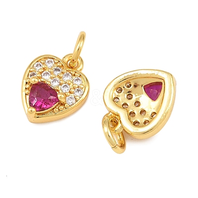 Brass Micro Pave Medium Violet Red Cubic Zirconia Charms CU-CBAB3AD-09G-01-1