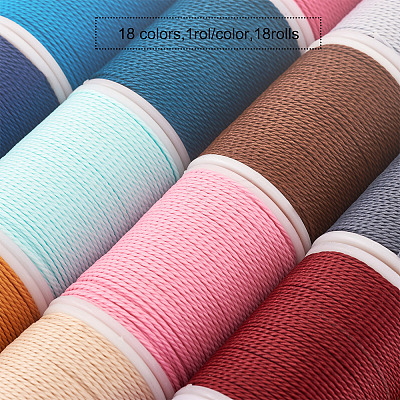 18 Rolls 18 Colors Waxed Polyester Cord YC-YS0001-02-1