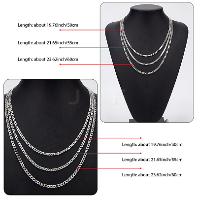 1Pc 304 Stainless Steel Cuban Link Chain Necklaces for Men Women NJEW-BM0001-08E-1