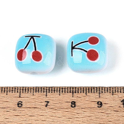 Opaque Printed Acrylic Beads SACR-T018-02-1