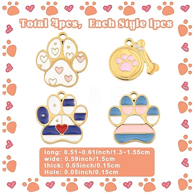 4Pcs 4 Styles 304 Stainless Steel Enamel Pendants STAS-YW0011-19-1