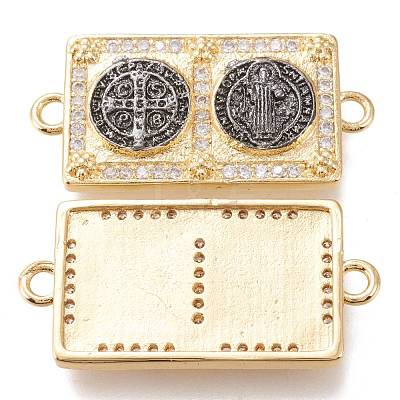 Brass Micro Pave Clear Cubic Zirconia Links Connectors ZIRC-I044-04B-1