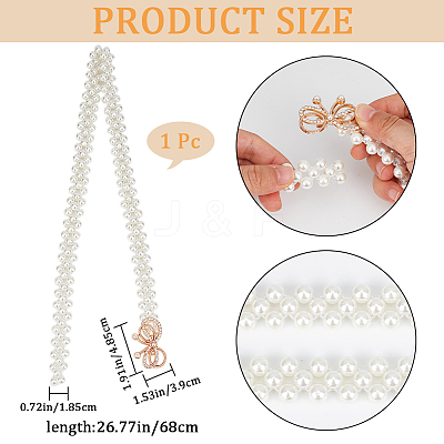 1Pc Acrylic Pearl Braided Stretch Chain Belts AJEW-CP0008-12B-1