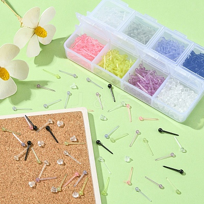 700Pcs Plastic Tiny Ball Stud Earrings with 150Pcs Ear Nuts for Women KY-YW0001-23-1