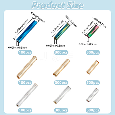 2700Pcs 9 Styles Glass Bugle Beads SEED-PA0001-11-1