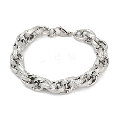 Hip-hop Style 304 Stainless Steel Rope Chains Bracelets for Men Women BJEW-Z105-01P-1