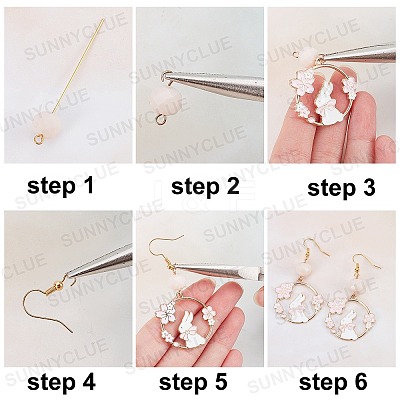 Rabbit Theme Dangle Earring DIY Making Kit DIY-SC0017-56-1