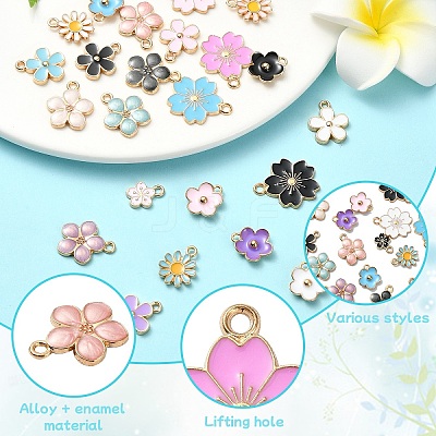 25Pcs 25 Styles Light Gold Plated Alloy Enamel Pendants ENAM-YW0004-33-1
