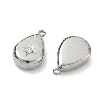304 Stainless Steel Crystal Rhinestone Teardrop Charms STAS-L022-354P-1