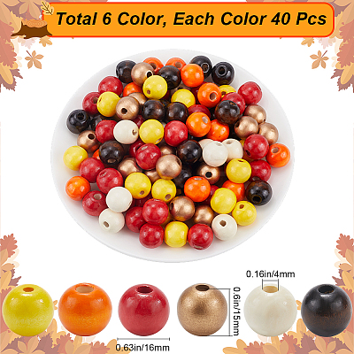 240Pcs 6 Styles Natural Wood Beads Strands WOOD-SP0001-03A-1