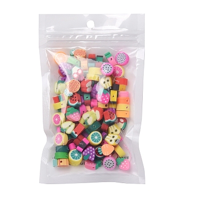 100Pcs Handmade Polymer Clay Fruit Theme Beads CLAY-YW0001-10-1