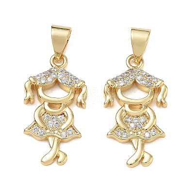 Brass Micro Pave Clear Cubic Zirconia Pendants CU-CBA9AFC-01G-18-1