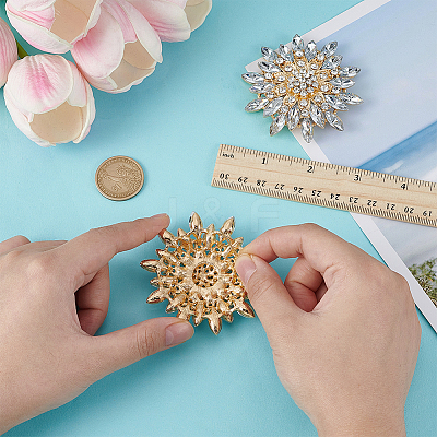 2Pcs Flower Alloy Brooches JEWB-FG0001-31B-1