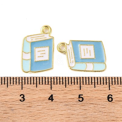 Golden Plated Alloy Enamel Pendants X-ENAM-Z017-12G-01-1
