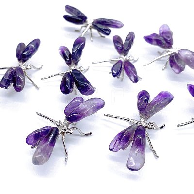 Natural Amethyst Crystal Dragonfly Figurines PW-WG22635-01-1
