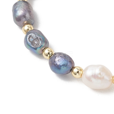 Natural Freshwater Pearl & Non-magnetic Synthetic Hematite Beaded Stretch Bracelets for Women BJEW-JB13552-1