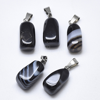 Natural Banded Agate/Striped Agate Pendants G-T122-20G-1