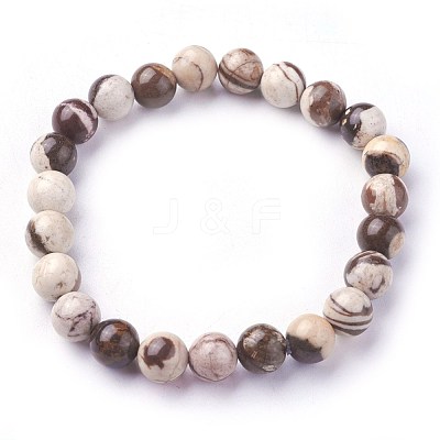 Natural Zebra Jasper Beads Stretch Bracelets BJEW-F380-01-B04-1